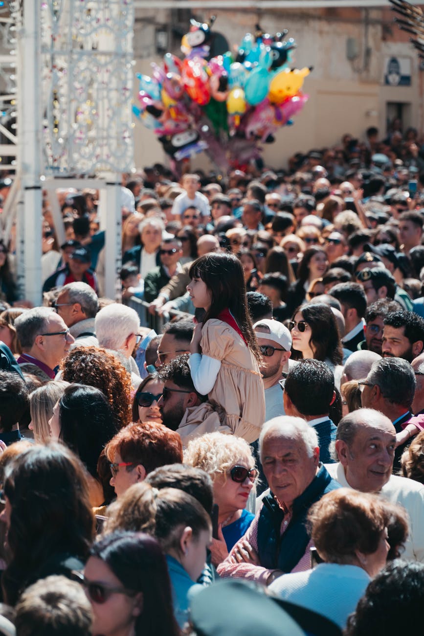 crowd gathered at festive outdoor event