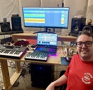 Andre Acila in home studio laying fresh beats. 