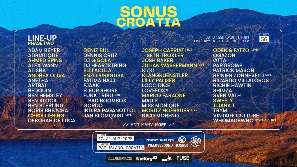 Sonus Croatia 2025 Expands Its Lineup With Global Electronic Heavyweights 9 S25_Line-Up-Phase2_16x9